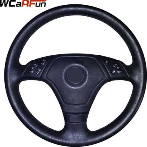 WCaRFun Black Artificial Leather Car Steering Wheel Cover Hand-Stitched Auto Steering Cover for BMW E46 E36 E39