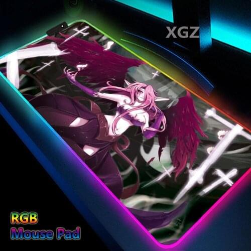 XGZ Anime Sexy Girl RGB Kawaii Mouse Pad Gamer Keyboard Carpet Pad MousePad Game Table Luminous LED Laptop Mini Game Accessories