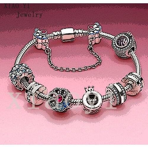 XIAOYI 2020NEW S925 Blue crown fan pendant hollow love wedding party Bracelet suitable for lovers wholesale high quality jewelry