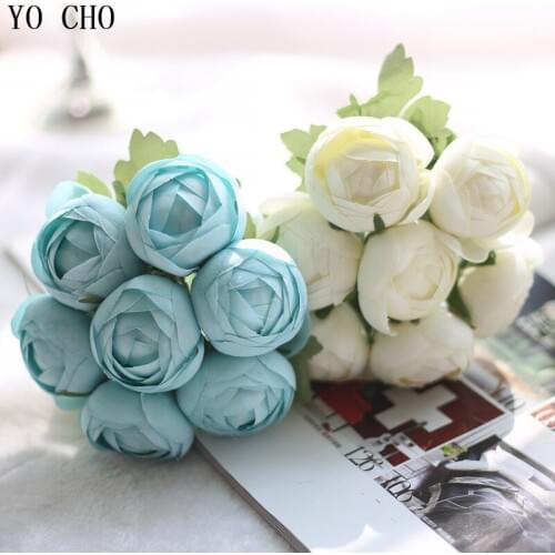 YO CHO artificial Rose silk peony bouquet wedding decoration Bridal party Christmas home accessories 7 heads hydrangea orchid