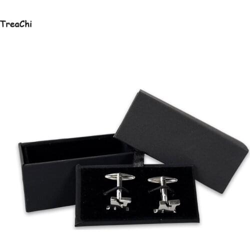 Wholesale Black Paperboard Cufflinks Tie Clips Packaging Box Quality Craft Badge Mens Curr Links Jewelry Storage Gift Case