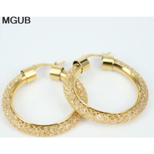 Three colors Earrings For Women Fashion Jewelry Gift Wholesale Trendy 316L Stainless Steel Net Round Pattern Hoop Earrings LH46