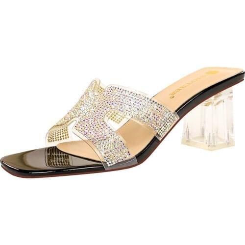 7CM Women Classic Pumps Extreme High Heels Sexy Square Heel Ladies Square Toe Shoes Sequins Red Black Asakuchi Strap Blue Heels