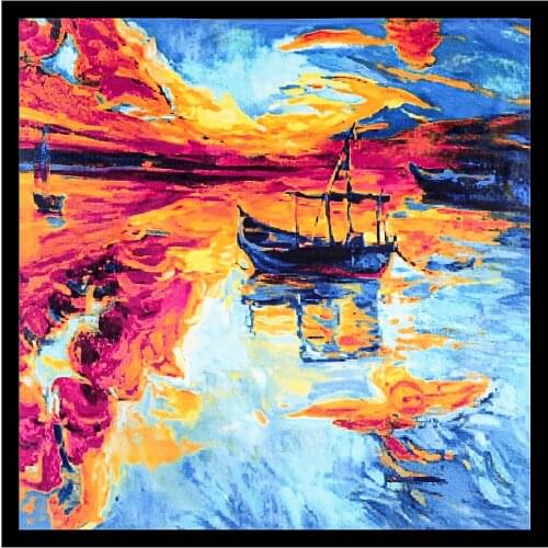 Van Gogh 90CM Generous Scarf Free Shipping Silk Fabric Womens Headscarf Wrap