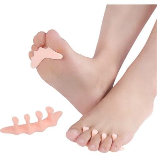 1Pair Women/Man Bright Skin Color Toe Pad Toe Separator Foot Pad Correction Toe Valgus Protection Foot Tool