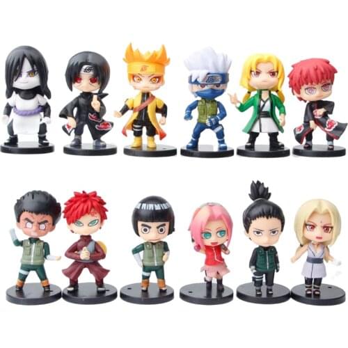 12Pcs/set Newest Anime Uchiha Sasuke Action Figures Cartoon Hatake Kakashi Orochimaru Nara Shikamaru Model Toys Gifts