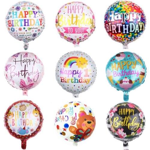 18 Inch Round Foil Balloon Happy Birthday Inflatable Helium Balloons Kids Adults Birthday Party Decoration Toy Baby Shower Balls