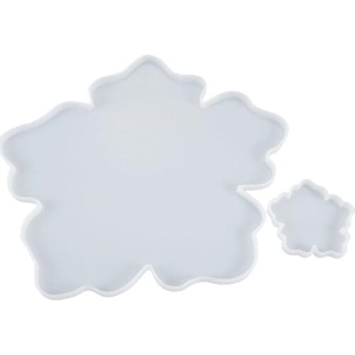 2021 New 2Pcs Crystal Epoxy Resin Mold Flower Shape Coaster Pad Casting Silicone Mould