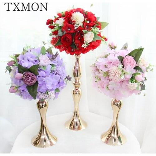 25cm Artificial Flower Ball Centerpieces With Leaf Wedding Party T Stage Backdrop Wall Decor Table Engagement Fake Flowers Balls