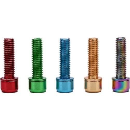 6pcs/pack Bicycle Stem Screw M5x18mm Titanium Steel Alloy Anti-corrosion Headset Bolt With Washer Handlebar Bolt