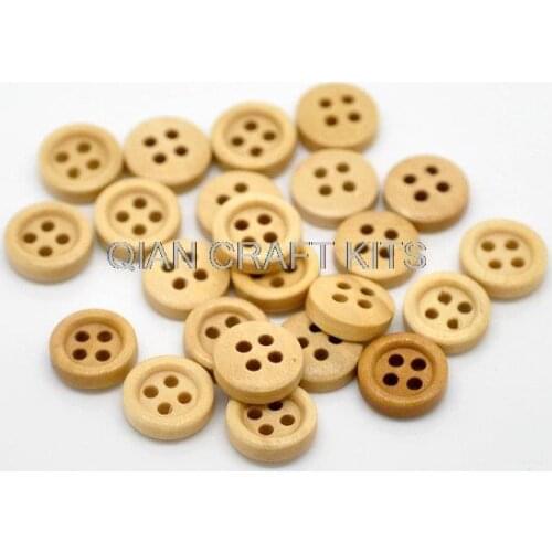 600pcs Round Wood wooden Button Four Hole Natural Colour 11mm