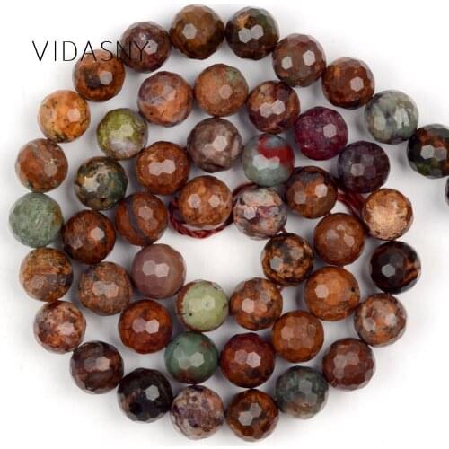 7.8-8.2mm Faceted Ocean Jaspers Natural Stone Beads For Jewelry Making Round Loose Beads Diy Bracelet Necklace Accessory 15"