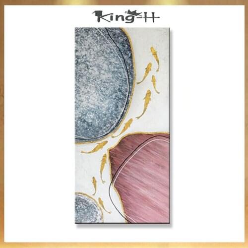 Abstract gold fishes scenery Handmade oil painting on canvas wall home decor hanging picture for living room bedroom no f