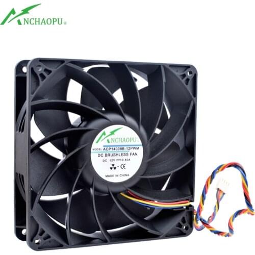 ACP14038B-12PWM 140x140x38mm 14cm 140mm fan DC12V 3.60A 4 lines pwm Speed control Large-volume cooling fan for server chassis