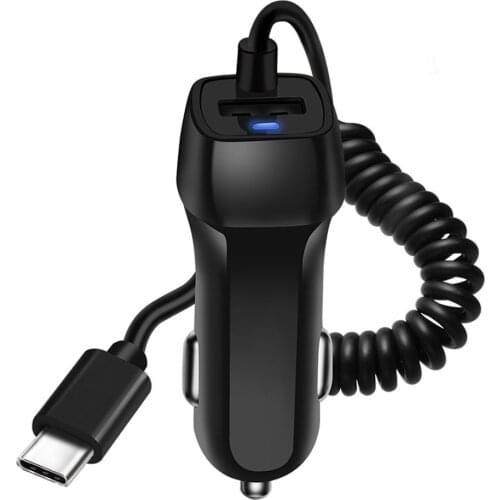 Universal Car Charger With USB Cable Mobile Phone Charger For iphone for Samsung Micro USB Type C Cable Fast Car Phone Charger