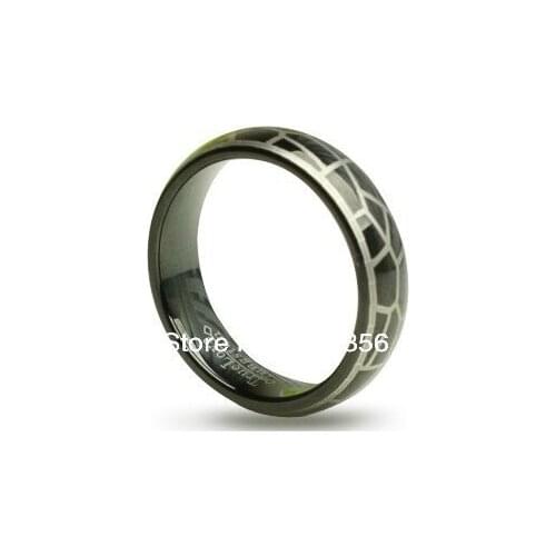 Free Shipping Buy Cheap Price Jewelry USA Brazil Russia HOT Selling 7MM Black Plated and Laser Snakeskin Tungsten Wedding Ring