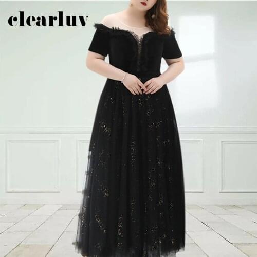 Ruched Black Special Occasion Dresses DR1097 O-Neck Short Sleeve Women Party Gowns Patchwork A-Line Elegant Evening Dress 2020