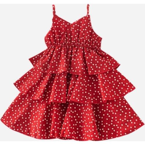2019 children girls new summer sling dress Kids fashion sleeveless Polka dots print chiffon dress for girls 3-8 years