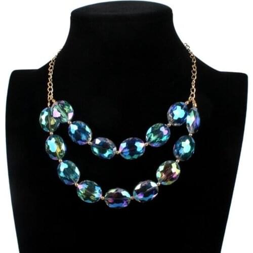 DiLiCa Fashion Crystal Necklaces for Women Layered Maxi Statement Necklace Party Jewelry Chokers Necklaces&Pendants