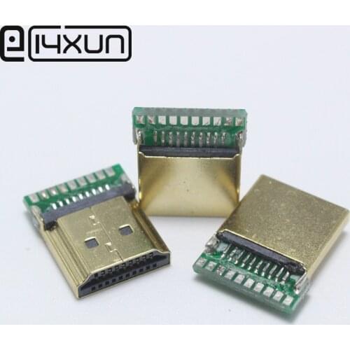 EClyxun 1pcs/lot Gold Plated HDMI A Type Male Plug Connector with PCB Board Version 1.4 19PIN