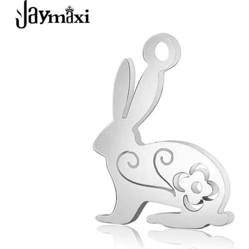 Jaymaxi Rabbit Charms Fully Polished Stainless Steel Jewelry DIY Necklace Bracelet Pendant Making 20Pieces/lot