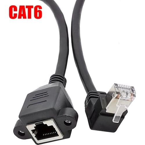 Left Right UP Down Angled 90 Degree 8P8C FTP STP UTP Cat6 RJ45 with screw Lan Ethernet Network Extension Cable 0.3m