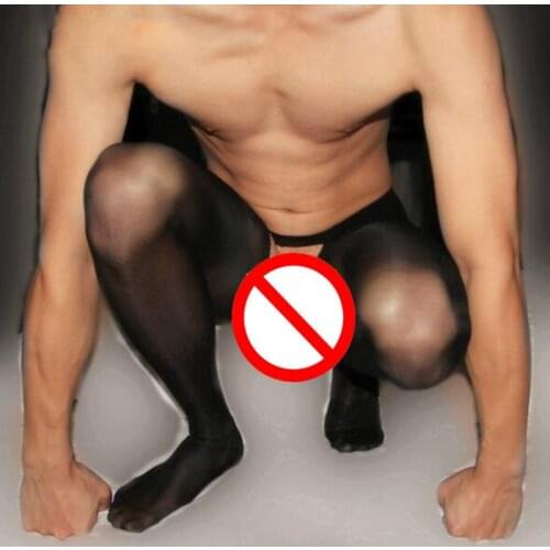Slim Mens Lingerie Funny Sex Man Pantyhose Exotic Nylon Open Crotch Stockings Silk Tights for Men Night Club Underwear Collants