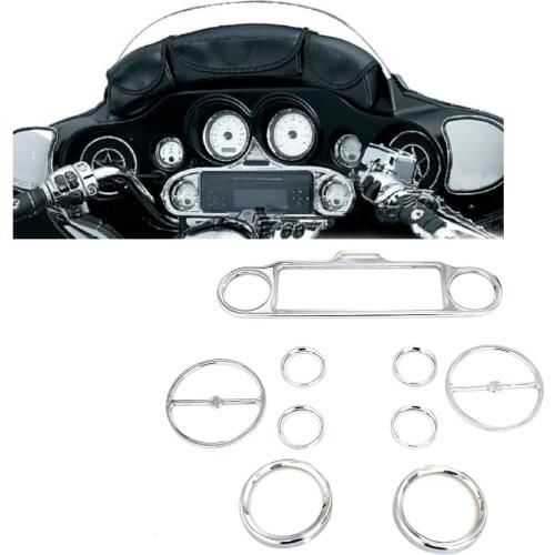 Chrome Stereo Accent Speedometer Speaker Trim Ring set Cover For Harley Touring Electra Street Glide 1996-2013