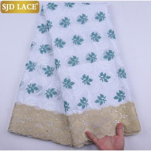 SJD LACE Hot Selling Thin African Dry Lace Fabric With Stones Swiss Voile Lace In Switzerland Soft Dress Sewing For Party A1909