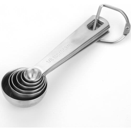 6pcs/set Measuring Spoons Metal Measure Spoon Super Useful Sugar Salt Cooking Baking Tool (0.63 / 1.25/2.5 / 5 / 7.5/ 15ml)