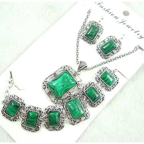 Fashion hot beautiful malachite Handmade Gem Jewellery Necklace bracelet 3 sets R8