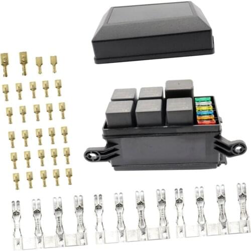 Brand New 6 Way ATC/ATO Fuse Holder Relay Box W/ Terminals+ 4 Pin 12V 40A Relay+5Pin 40A Relays