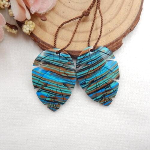 New Jewelry accessories,Hand carved feathers Rainbow Asper Earrings Pairs,Fashion Ornamental Gemstone Earrings.30x20x4mm5.3g