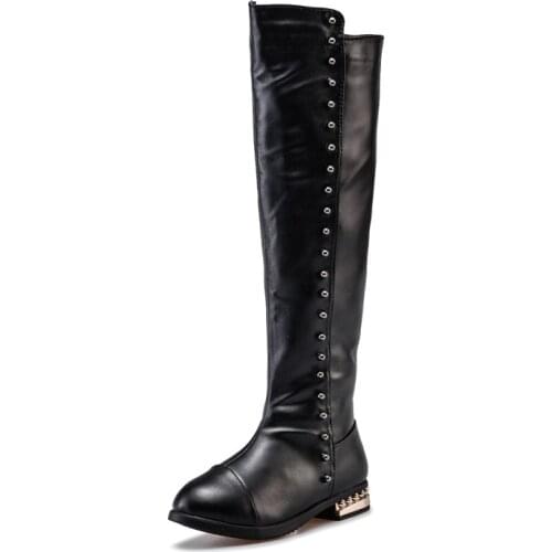 Autumn Winter Fashion Boots Girls Children Over Knee Boots Princess Shoes Leather Knight Boots Kids Teenages High Shoes Bota