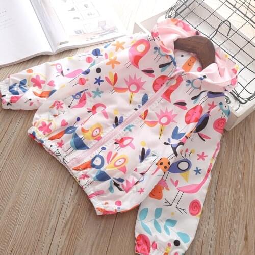 Baby Girls Coat Outerwear Jacket Autumn 2019 Hoodie Clothing children Cardigan For Girl Windbreaker Clothes Floral sweatshirt 4T