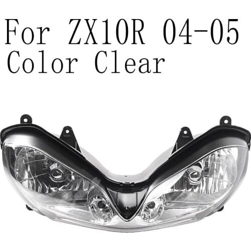 Motorcycle Front Headlight Lamp Assembly For Kawasaki Ninja ZX-10R 2004 2005 Clear Lens
