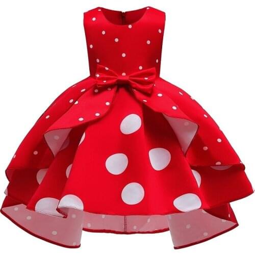 Princess Baby Girls Dot bow Elegant Wedding Party Dresses Toddler Girls Christmas Vestidos Formal Dress Kids Christmas Clothing