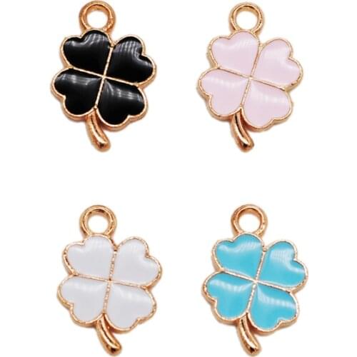 30 PC New Hot Oil Drop Charms Clovers Enamel Charms Alloy Pendant fit necklaces bracelets DIY Jewelry Accessories