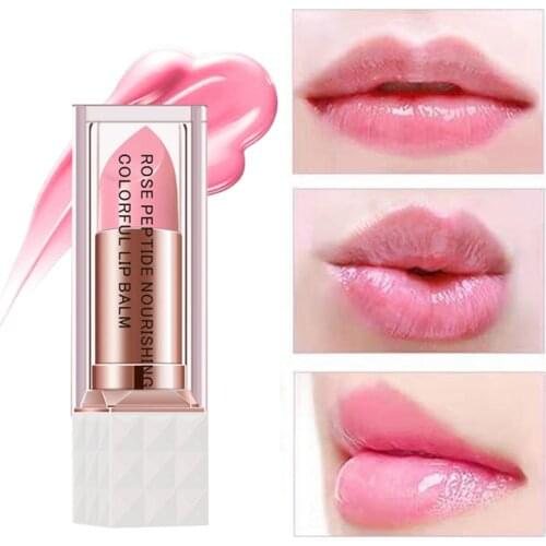 Rose Peptide Nourishing Lip Balm Lipstick Long Lasting Hygienic Moisturizing Lipstick Anti Aging Makeup Lip Care Moist Cream