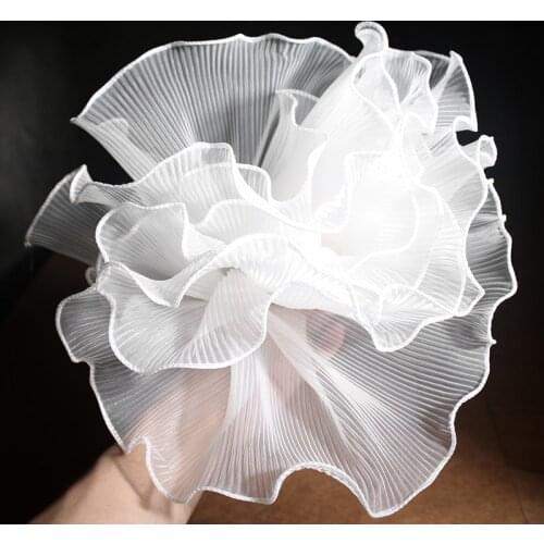 Ruffle Wavy Lace Fabric White 13cm Wide For Wedding Dress Diy Handmade Materials Perspective Mesh Lace Trimming Needlwork Craft