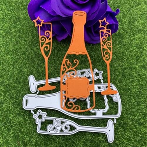 Champagne red wine goblet champagne glass hand embossed DIY album scrapbook greeting card decoration metal cutting mold