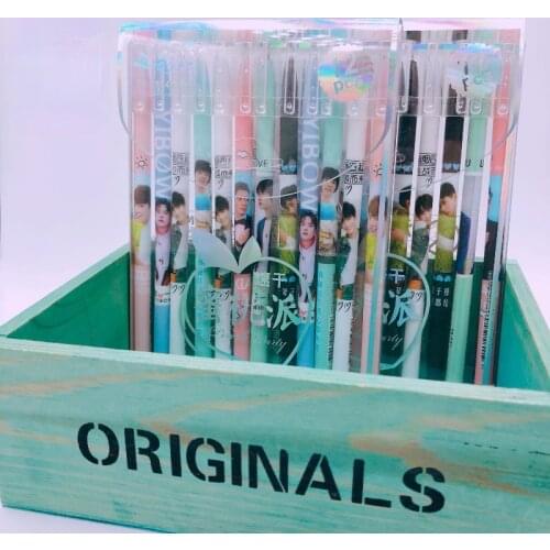 Erasable Gel Pen 6Pcs 0.5mm Blue Black ink Neutral Pen Cartoon plant fruit Kids Stationery Gift Cute Kawaii School Supplies