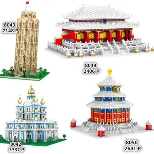 City Architecture Leaning Tower Of Pisa Micro Building Smolny Church Blocks Chinese Palace Creative Construction Bricks Toys