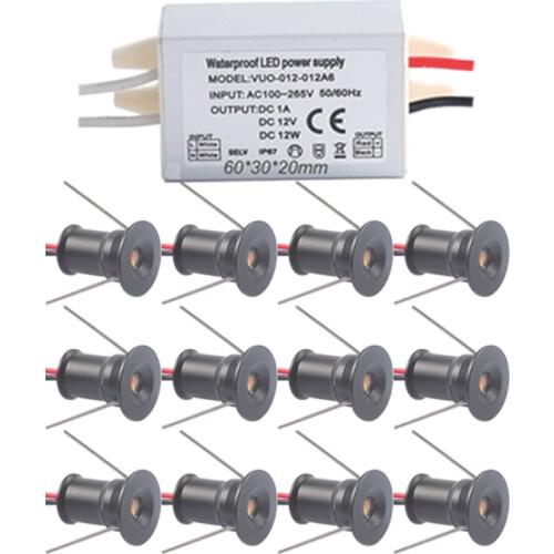 Black Aluminum Housing 1W 12V LED Spotlight with IP67 Power Supply Remote Dimmable Cabinet Wine Wedding Party RGB Flash Lamp