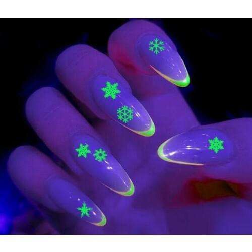 TSZS Luminous Nail Art Decals 3D Stickers Snow Flame Fluorescent Glow in Dark Sticker Self Adhesive for Party