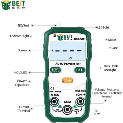 New design universal Mobile Phone BEST Portable 9999 True - RMS Multimeters LCD Display Digital Auto Ranging Multimeter for sale