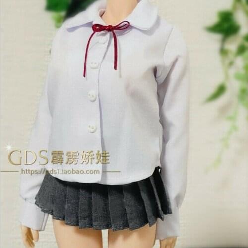 IN STOCK 1/6 Female Gray Long Sleeves Shirt Clothes Student Skirt Suit Fit 12'' Ph Jo Figure Body