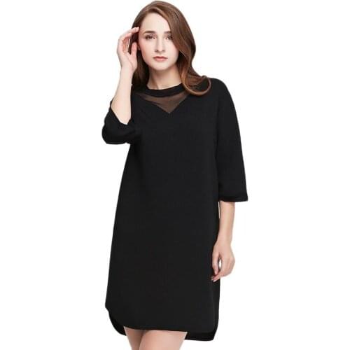 XIKOI Womens Sweaters Dresses Fashion Solid Pullovers Dress Midi Knitted Sweater Women Half Pullover Vestidos Black HXSS16076