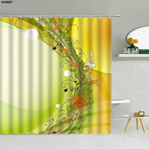 3D Fantasy Geometric Flower Plant Shower Curtain Sunflower Butterfly Stripe Pattern Bathroom Supplies Fabric Curtains With Hooks