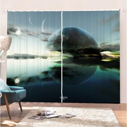 Science Fiction Curtain 3D Printing Bathroom Curtains Alien Home Curtains Modern Curtain For Living Room Blackout Curtain